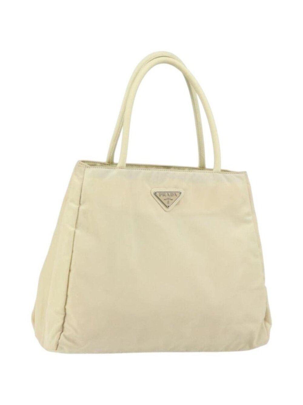 PRADA Tote Bag Nylon Ivory Silver